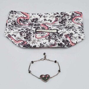Gucci Silver Metal Bosco & Orso Heart Bracelet